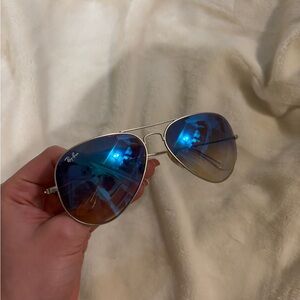 Authentic Ray-Ban Aviator Sunglasses with Blue Gradient Lenses